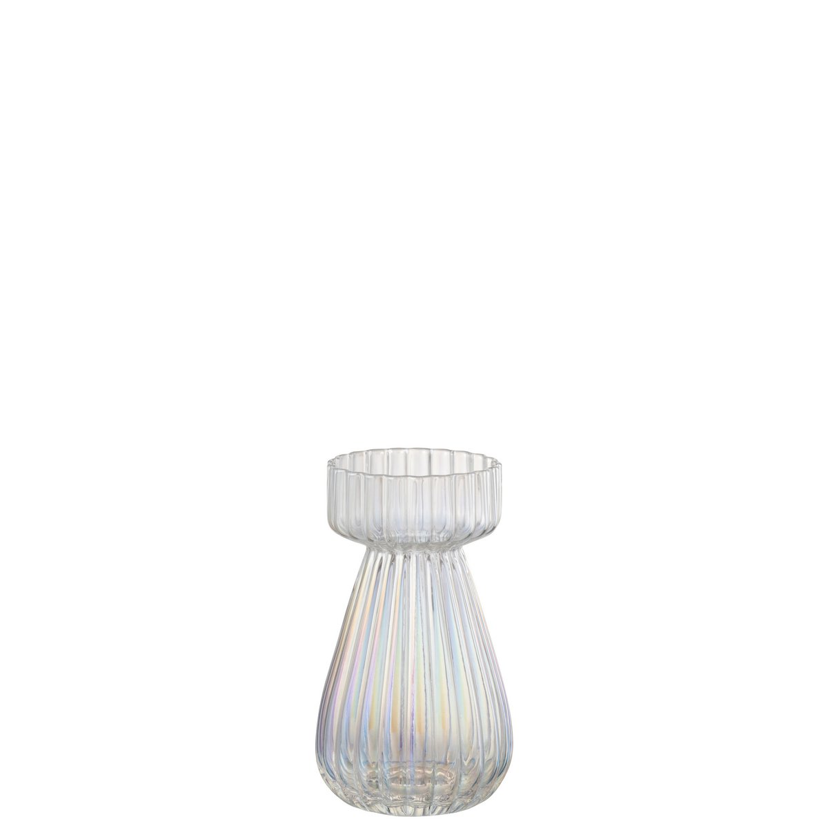 J-Line - Vase Rib Glas Perlmutt Transparent