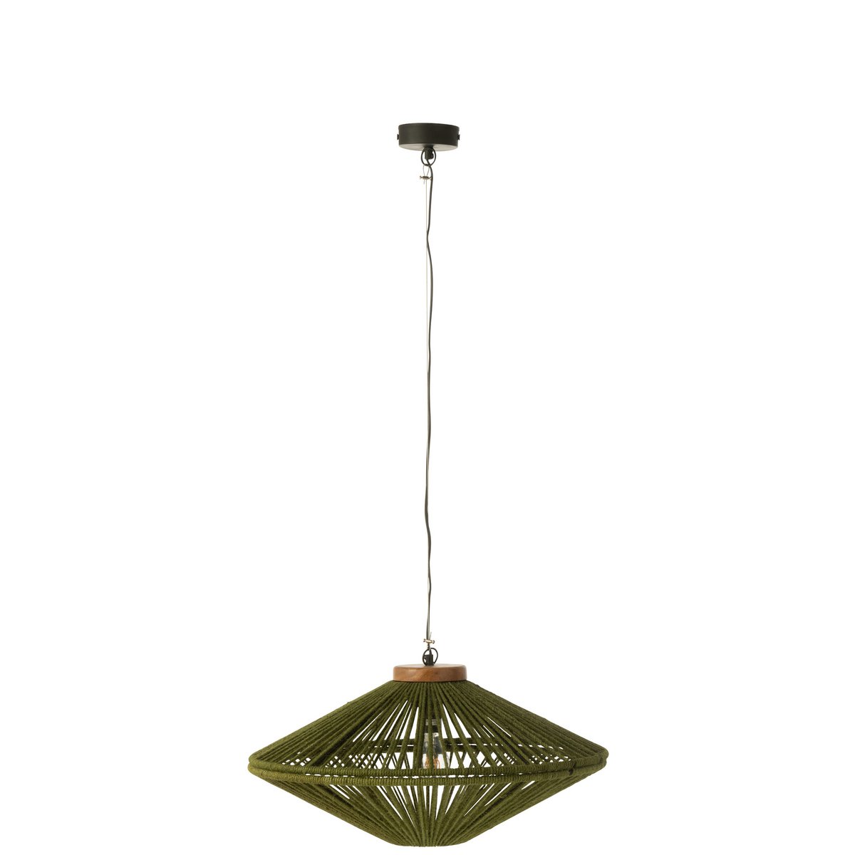 J-Line - Lampe suspendue Ovni Fer/Jute Vert Small