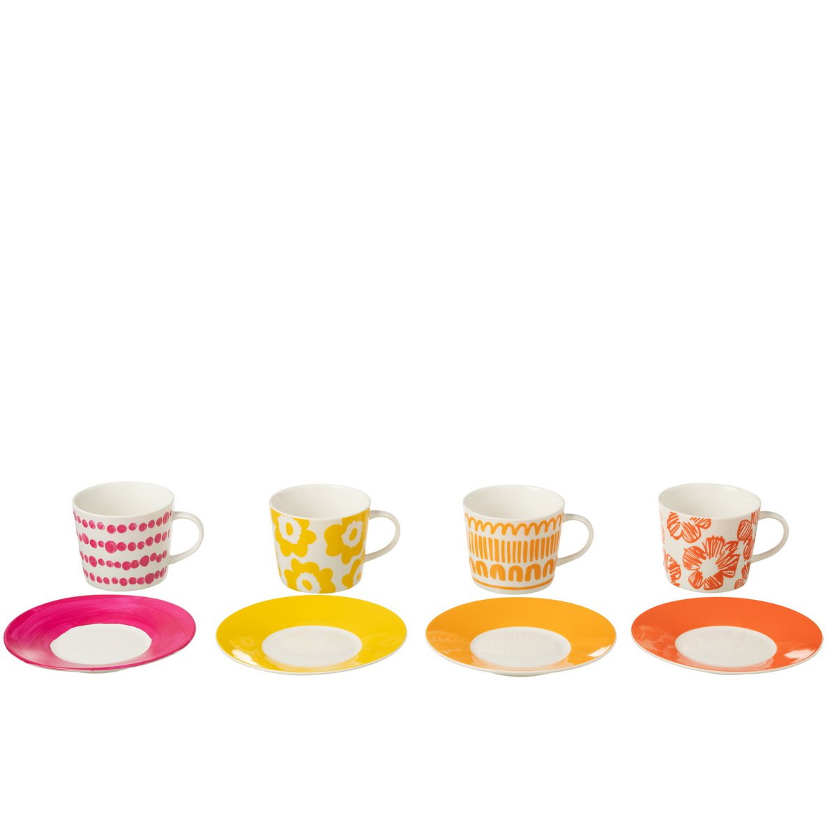 J-Line - Set de 4 Mugs + Boîte Soucoupe Ceramic Mix Large