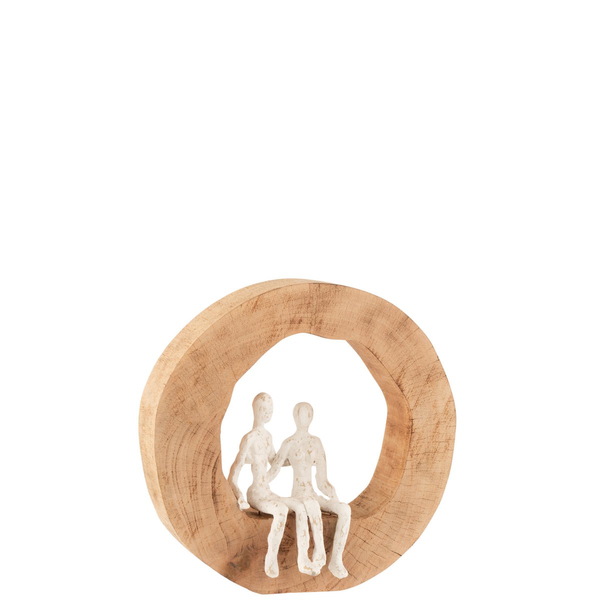 J-Line - Figurine Couple Assis Manguier/Aluminium Naturel/Blanc