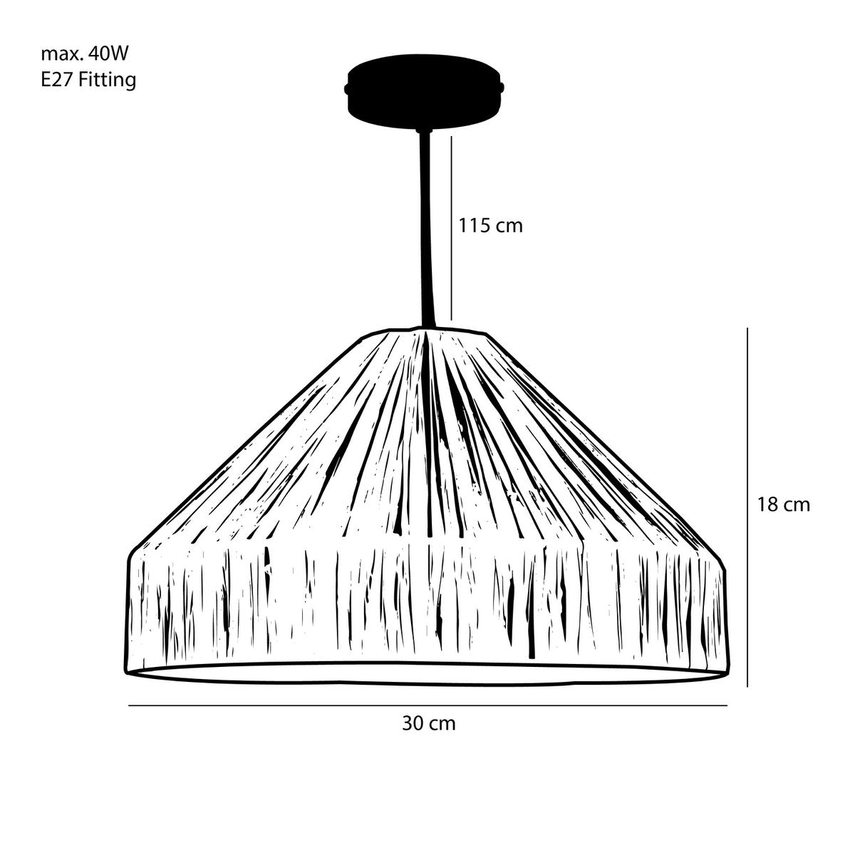 Mica Decorations - Lampe à suspension Elisa - H18 x Ø30 cm - Raphia - Marron clair