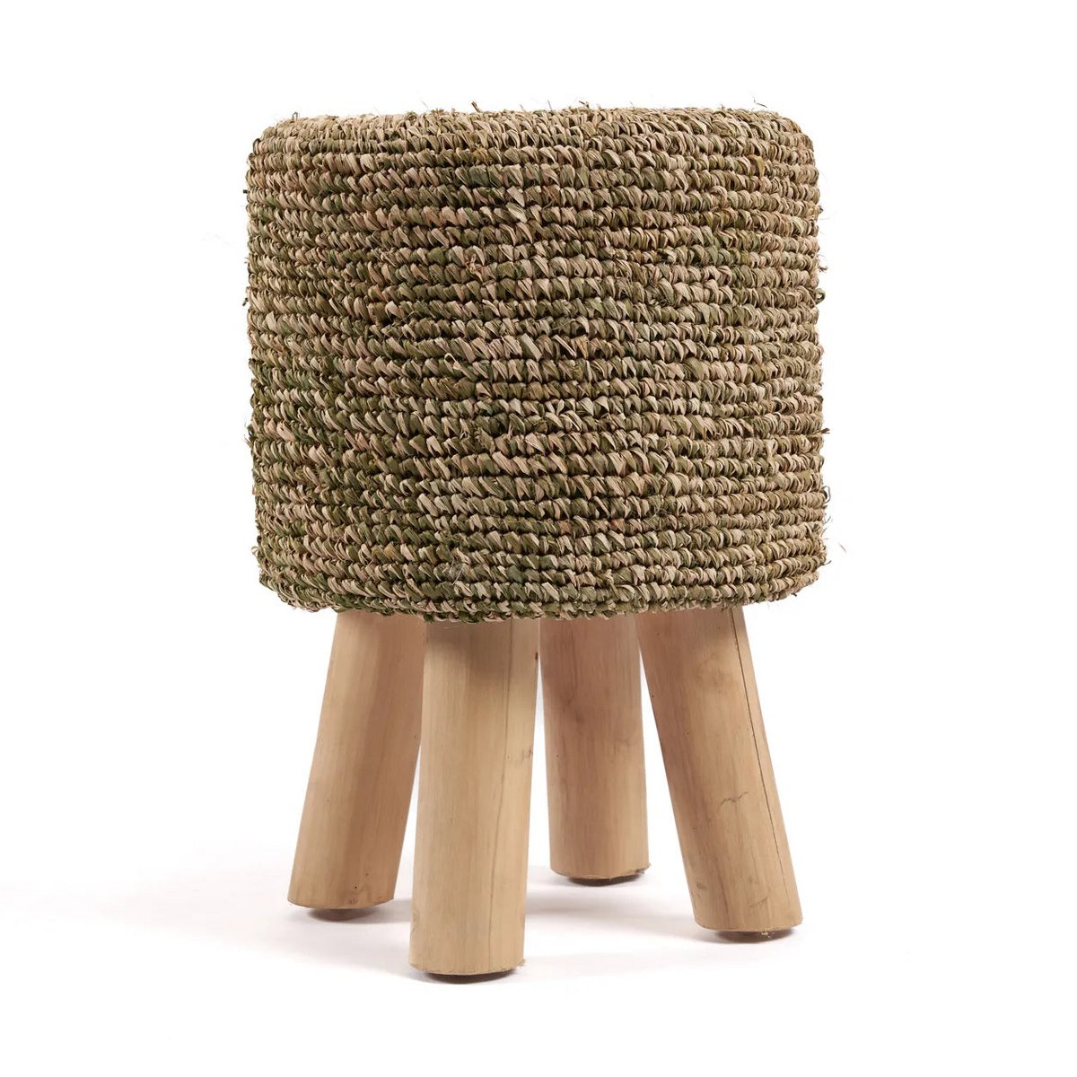 Bazar Bizar - Tabouret 'Raffia Tressed' (Vert Jungle)