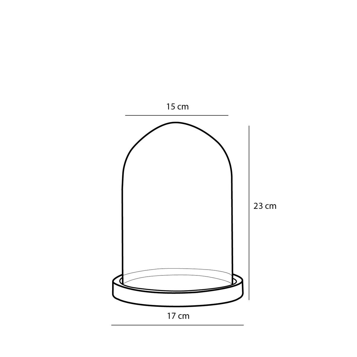 Glimmerdekorationen - Hella Glasglocke - H23 x Ø17 cm - Transparent, Schwarz