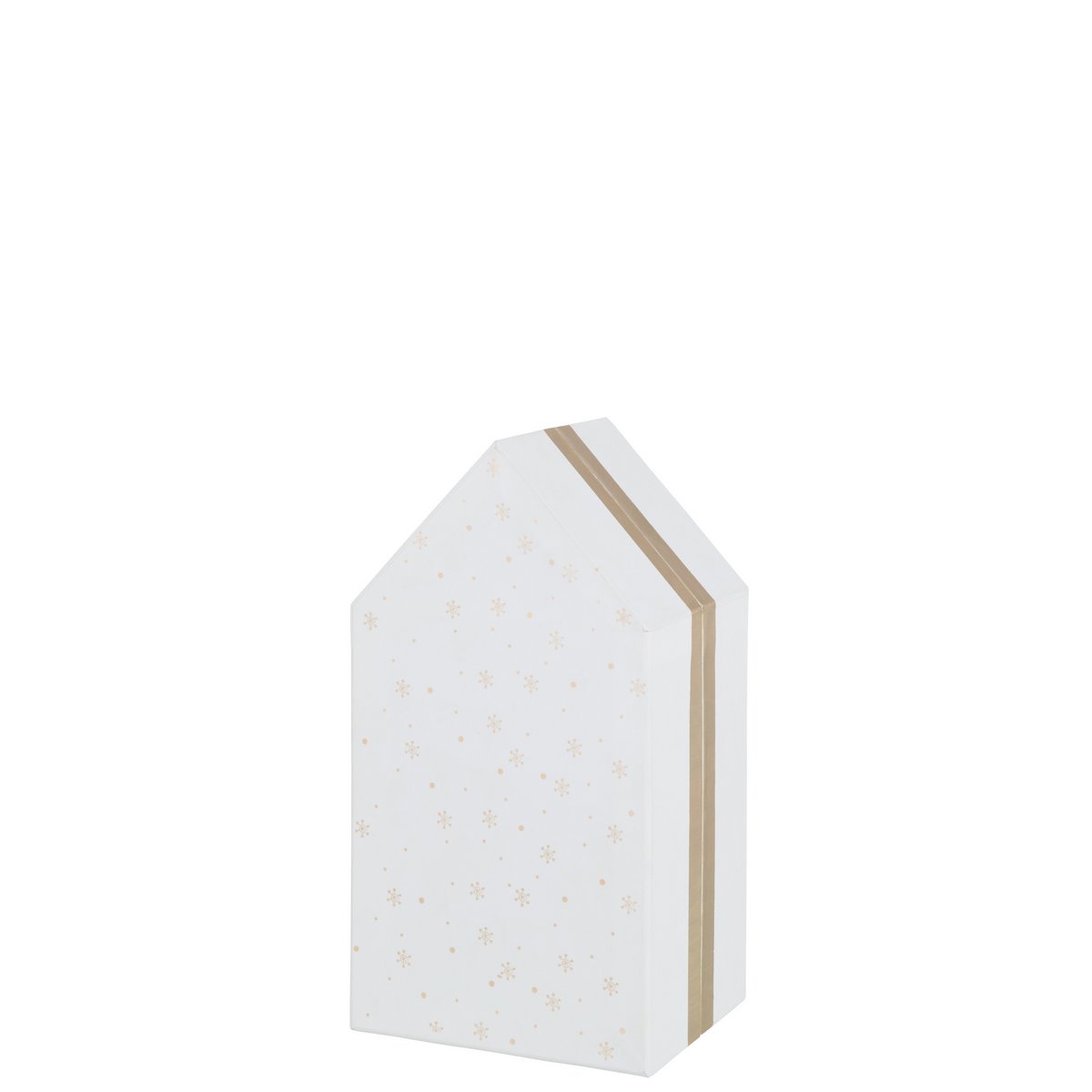 J-Line - Boîte de Rangement Maison Carton Blanc Avec Or