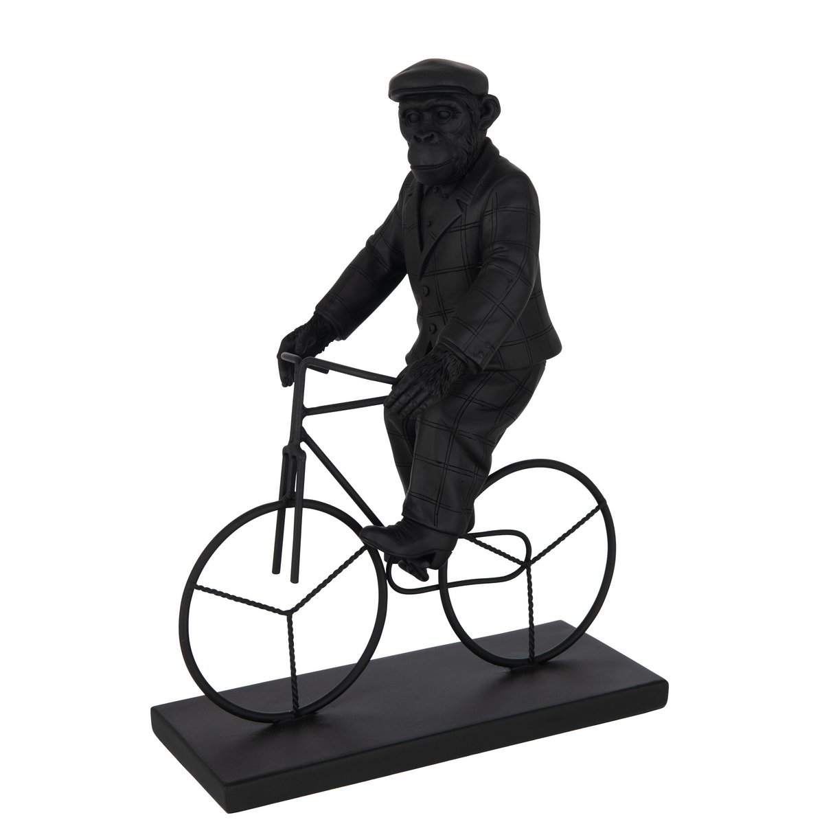 J-Line - Figur Affenfahrrad - Polyresin - Schwarz - Groß