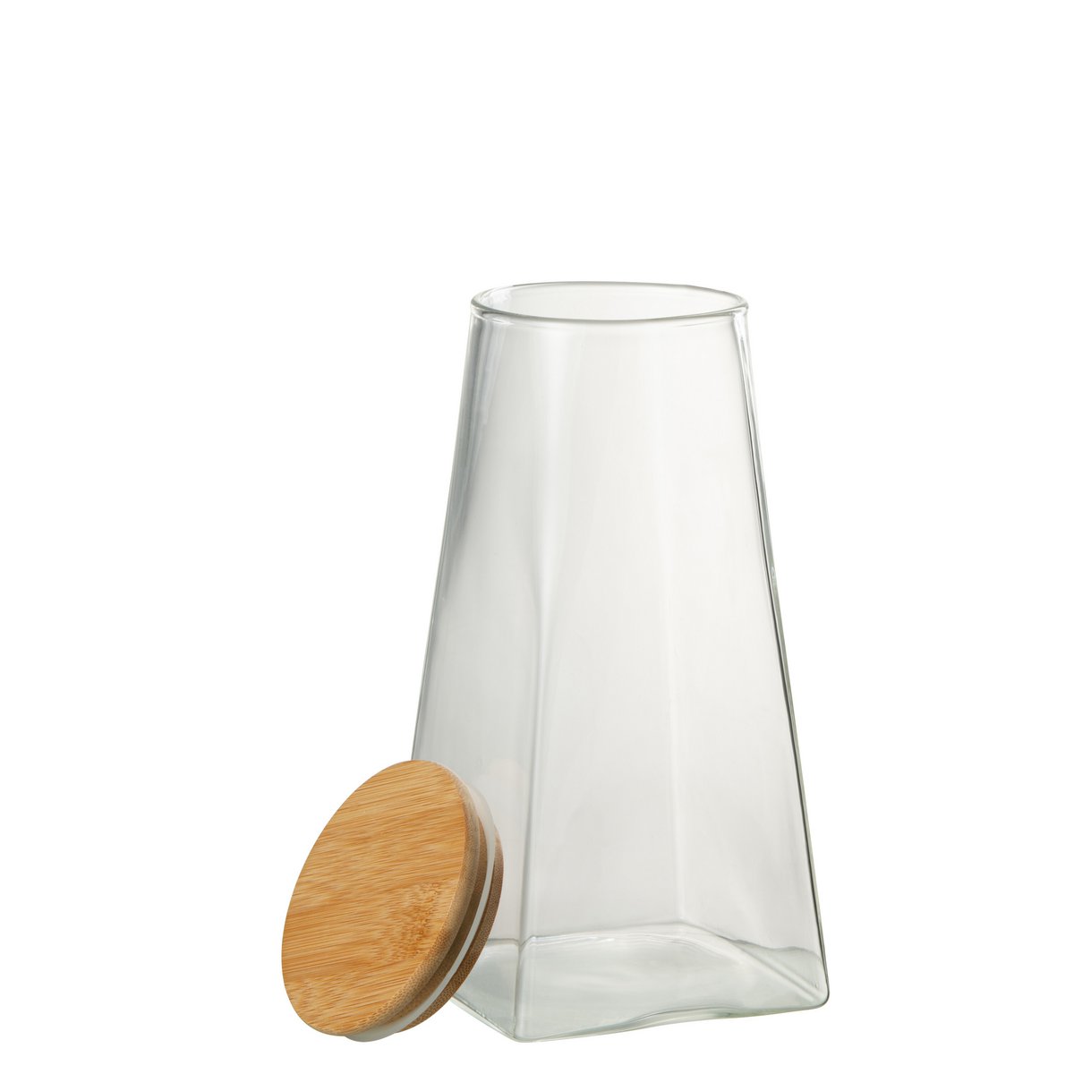 J-Line - Pot En Verre Mona Verre/Bambou Transparent/Naturel