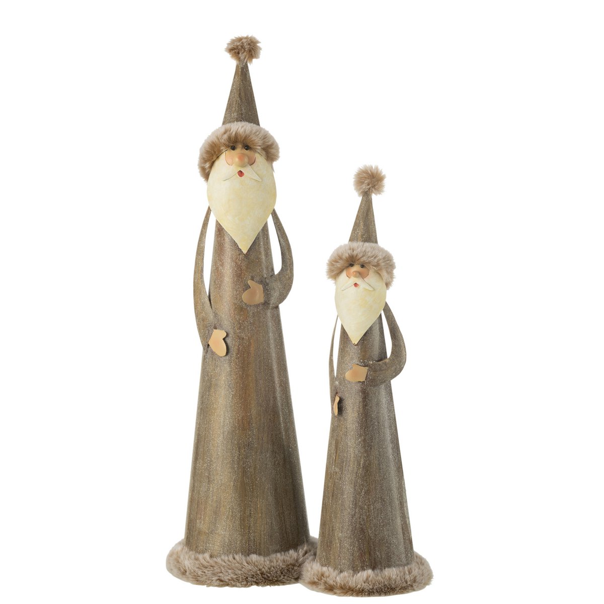 J-Line - Figurine de Noël décorative 'Père Noël' (Gris, Taille L)