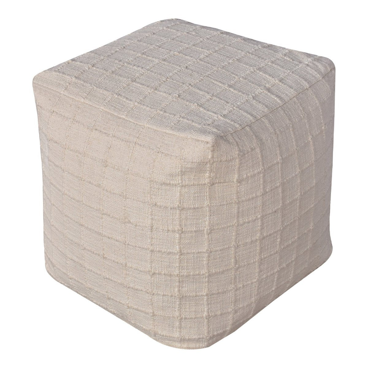 House Nordic - Guna Pouf - Pouf, handgewebt, Elfenbein, 40x40 cm