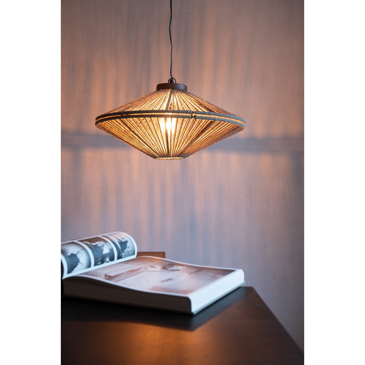 J-Line - Lampe suspendue Ovni Fer/Jute Naturel Small