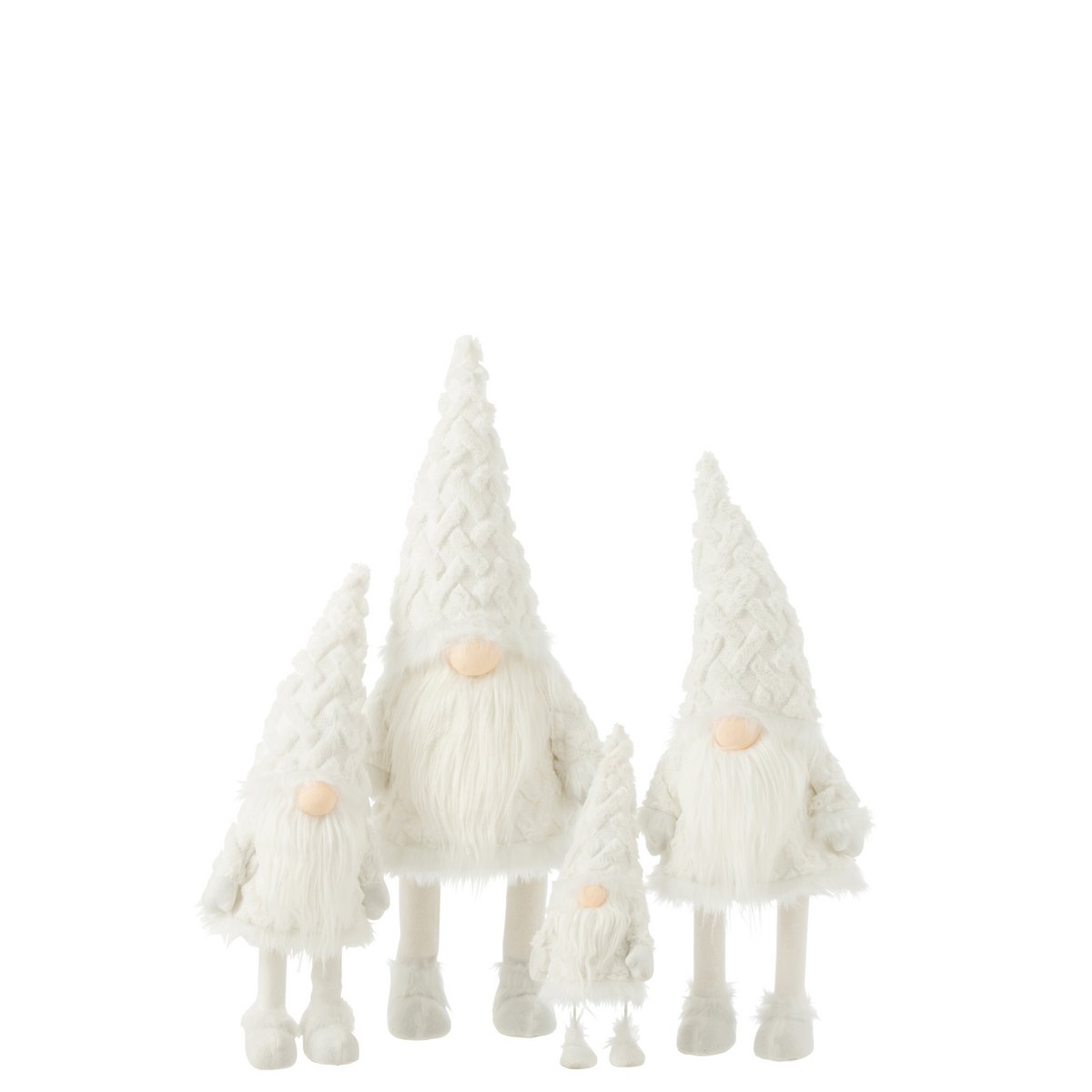 J-Line - Gnome Barbe Blanche Debout Wobble Textile Blanc Extra Large