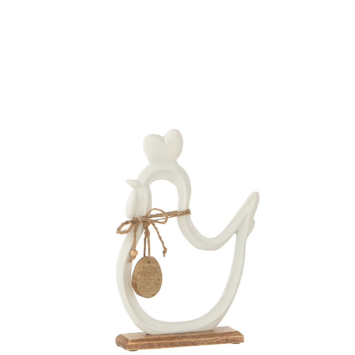 J-Line - Figurine Poulet + Oeuf - Aluminium - Blanc - Grand