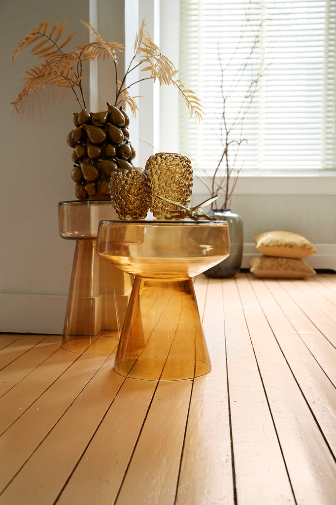 Light &amp; Living - Table d'appoint 'Dakwa' (30cm x 50cm, Verre, Jaune ocre)