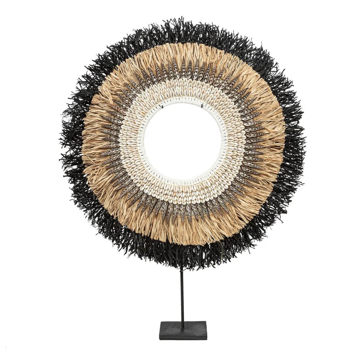 Bazar Bizar - Decoratief figuur op standaard 'Mojo Raffia' (Naturel Zwart)