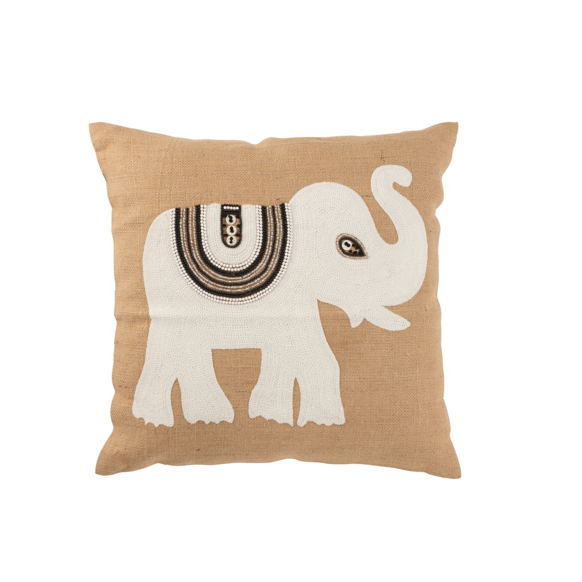 J-Line - Coussin décoratif 'Éléphant' (Taille L, Blanc)