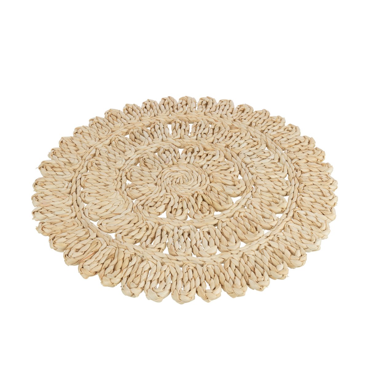 J-Line - Placemat Rond Bloem + Cirkels - Jute - Naturel