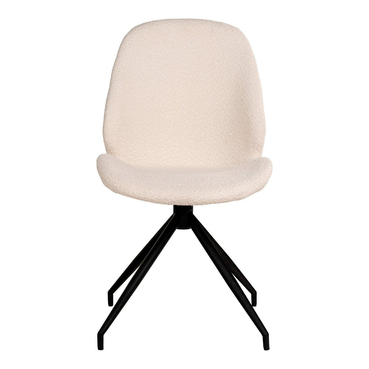 House Nordic - Monte Carlo Dining Chair - Chaise de salle à manger en bouclé avec base pivotante, blanche avec pieds noirs, HN1232 - Lot de 2