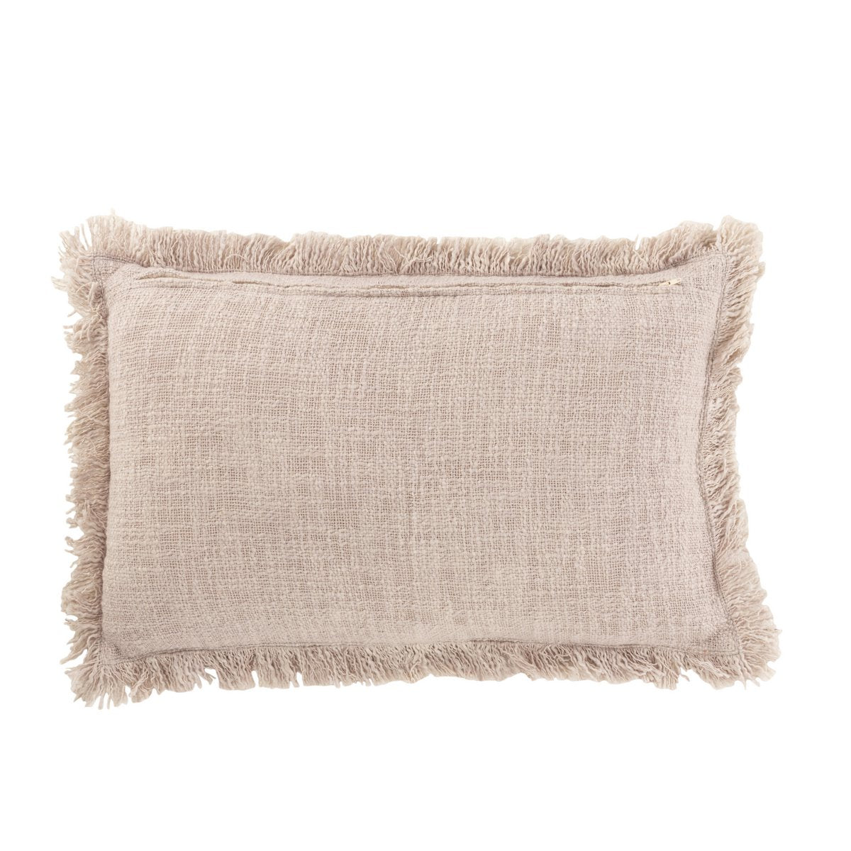 J-Line - Coussin Franges - Coton/Velours - Vieux Rose