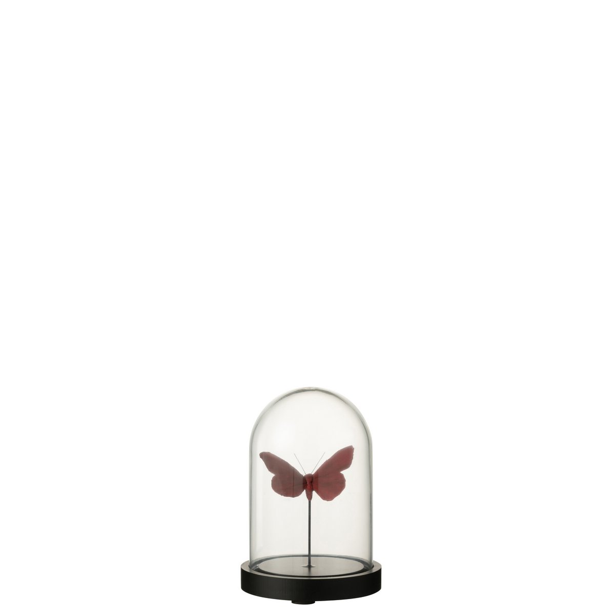 J-Line - Cloche Papillon Verre Rouge/Bordeaux Petit