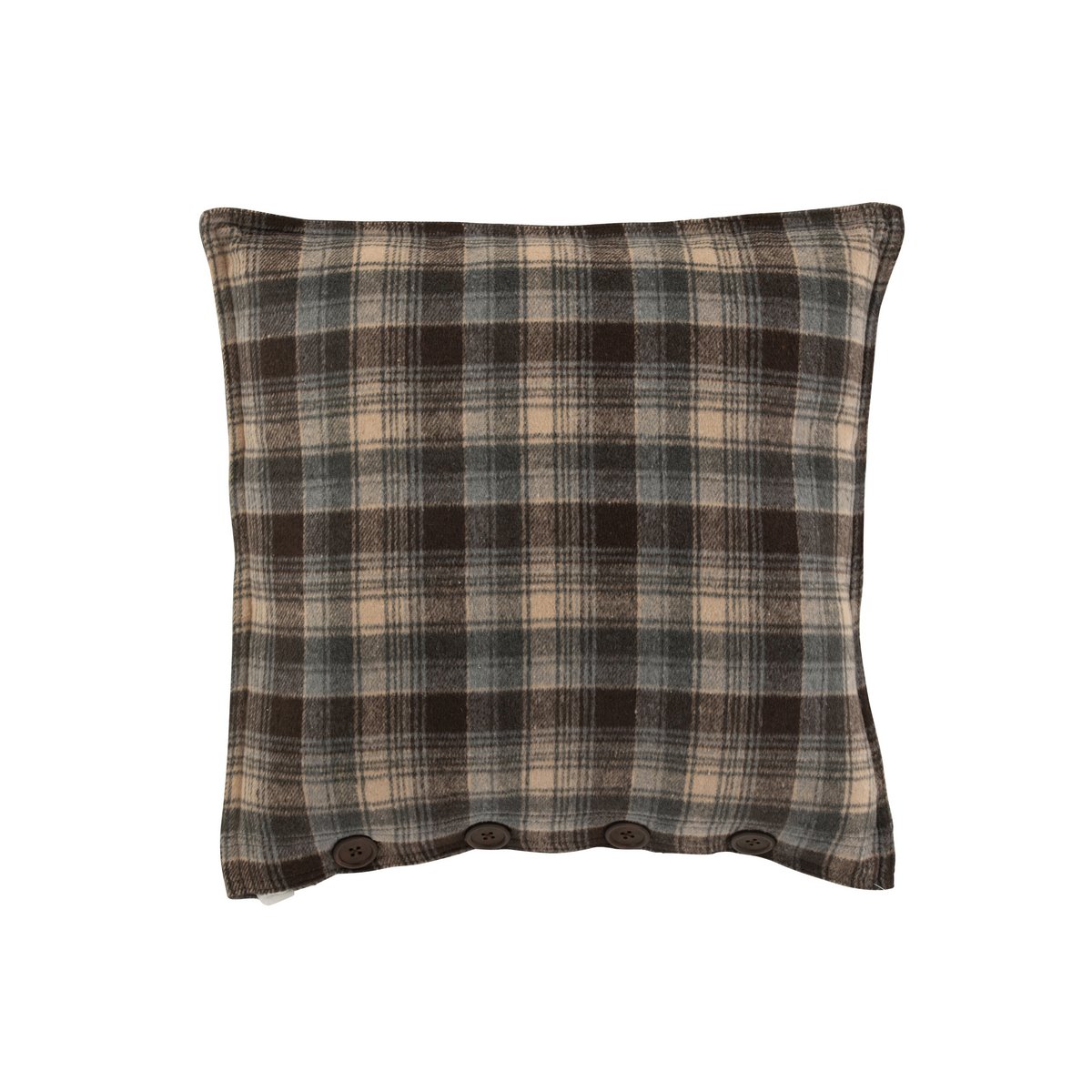 J-Line - Coussin décoratif 'Checkered' (Marron/Gris/Beige, 45cm x 45cm)