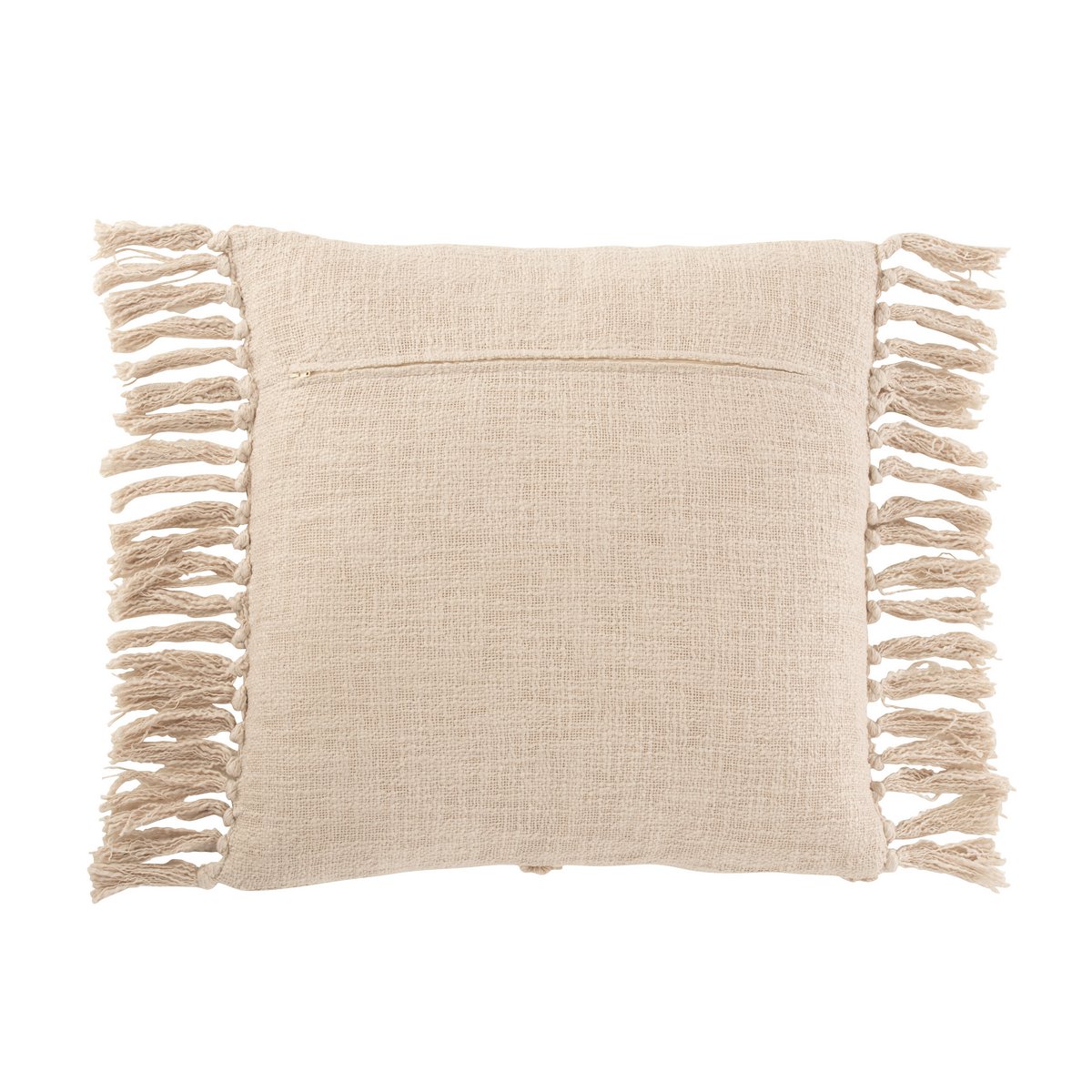 J-Line - Coussin Carré Check - Coton - Polyester - Crème