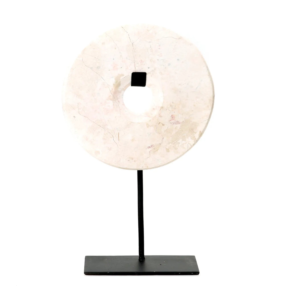 Bazar Bizar - Dekofigur auf Ständer 'Marble Disc' (Weiß, L)