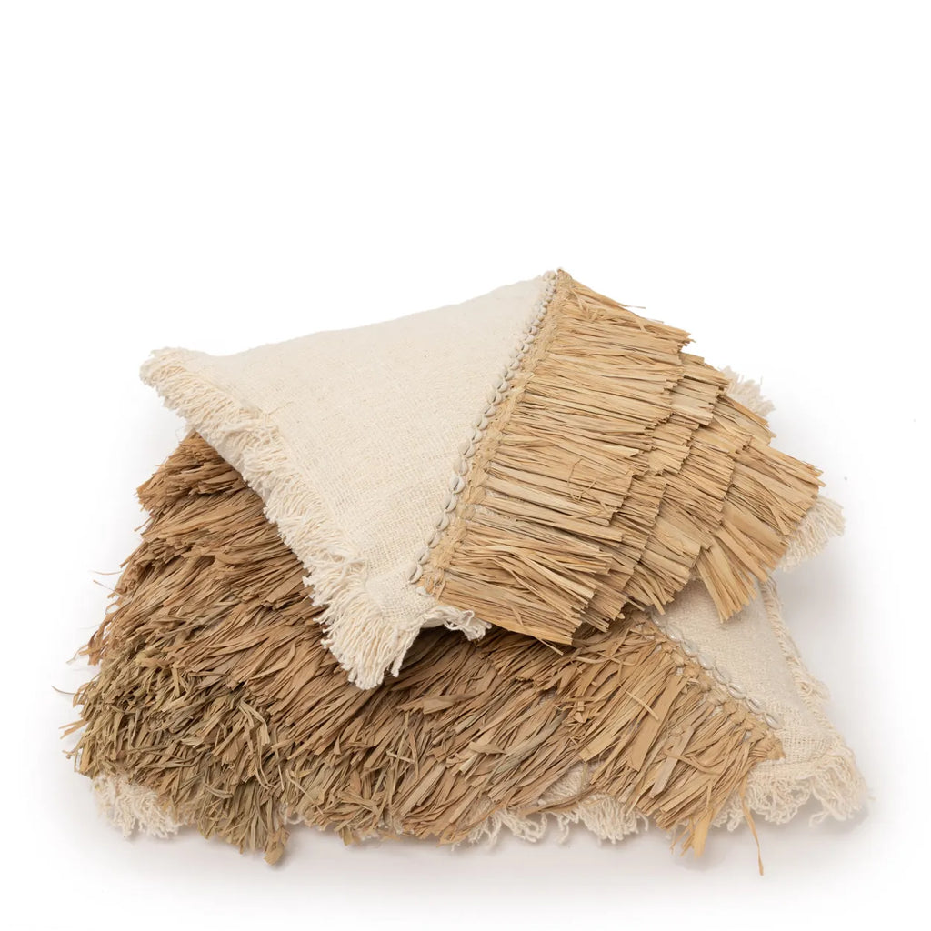 Bazar Bizar - Kussenhoes 'Raffia Cotton' (Naturel Wit, 40x40)