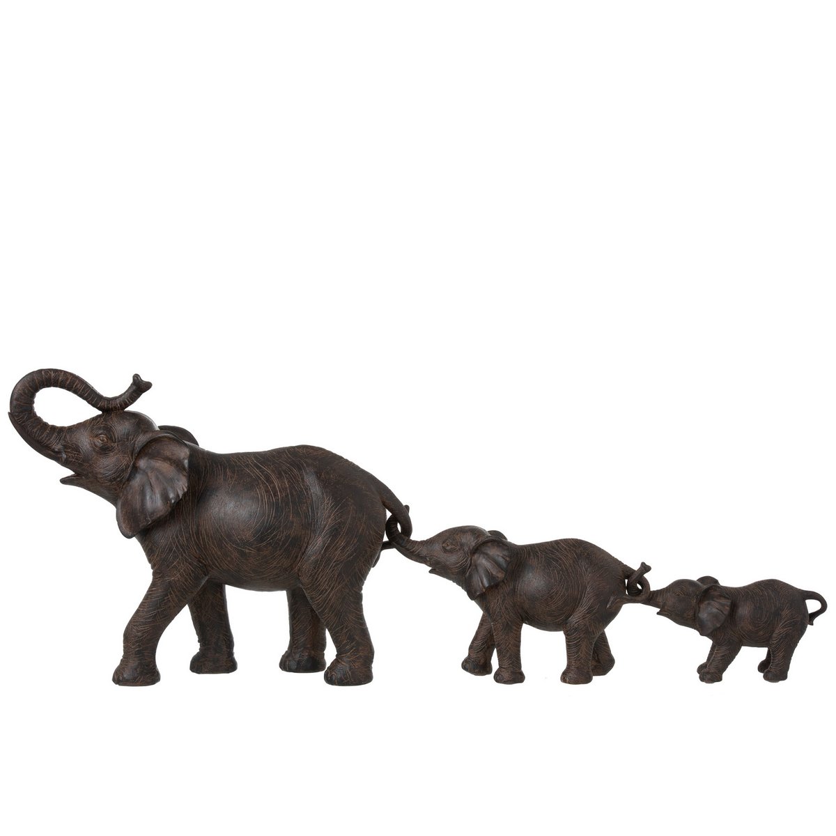 J-Line - Elephant Row 3 Polyresin Braun