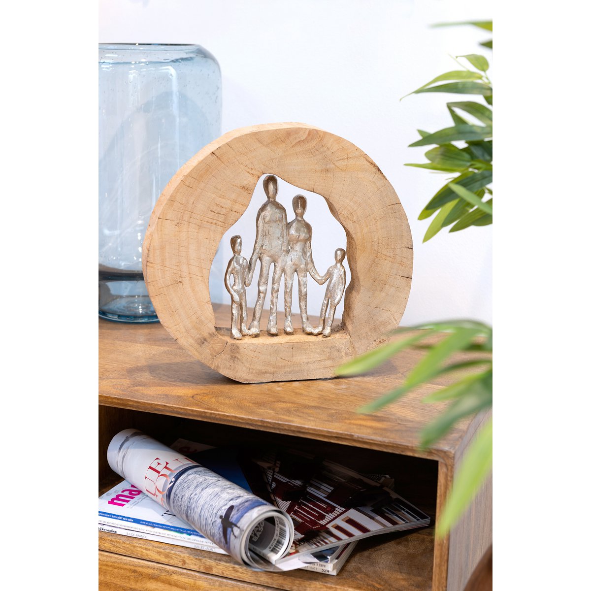 J-Line – Figurenfamilie – Holz/Aluminium – Natur/Silber