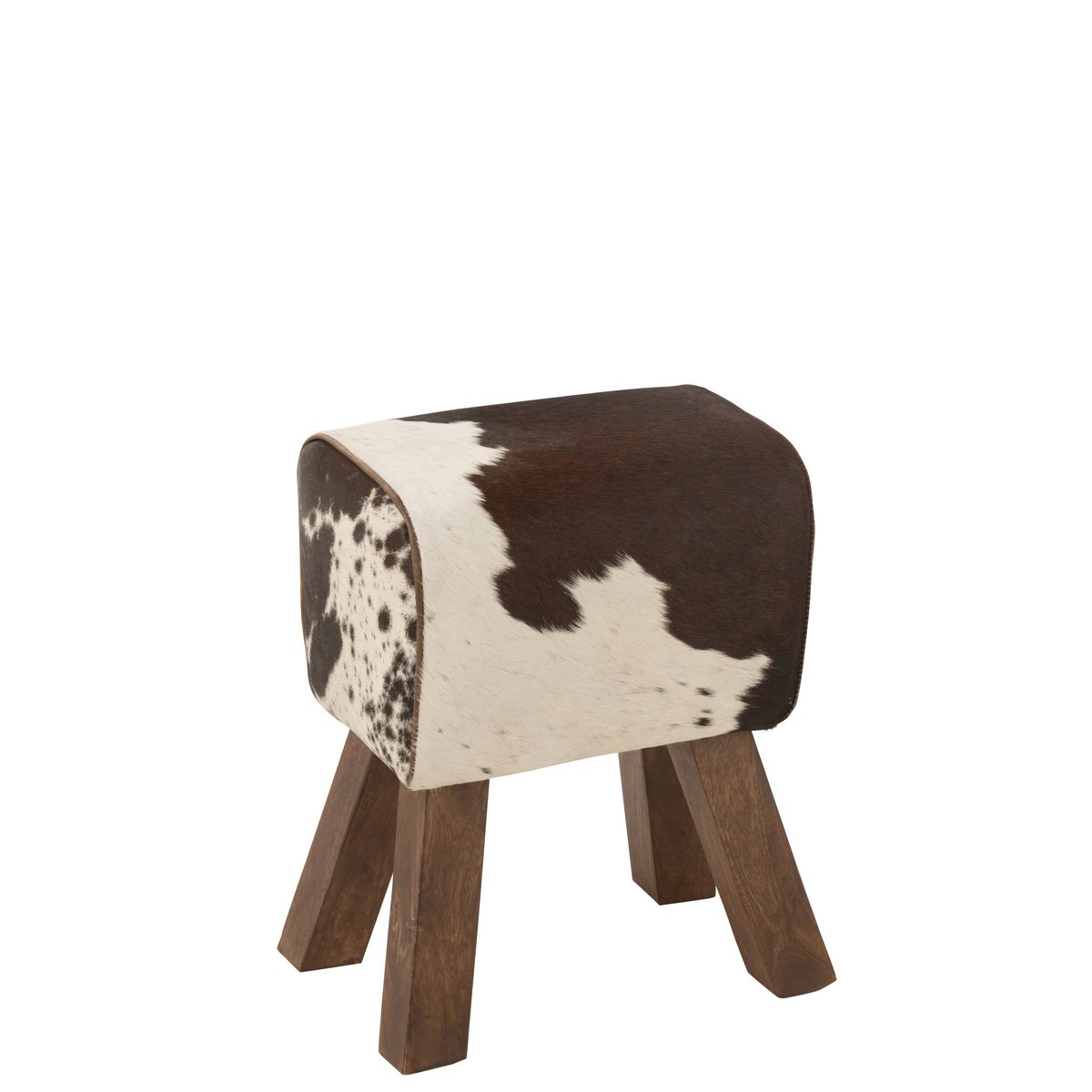 J-Line - Tabouret Vache Manguier/Fourrure Noir/Blanc