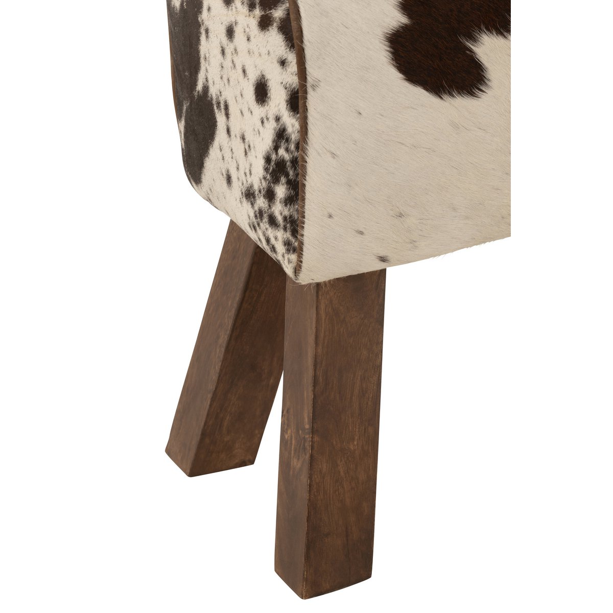 J-Line - Tabouret Vache Manguier/Fourrure Noir/Blanc