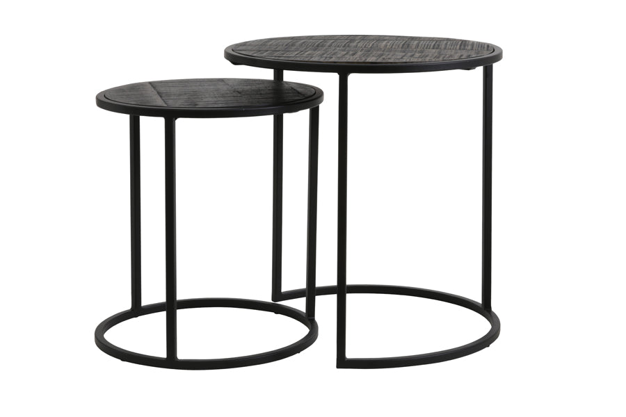 Light &amp; Living - Tables d'appoint 'Doba' (Lot de 2, Bois, Noir mat antique)