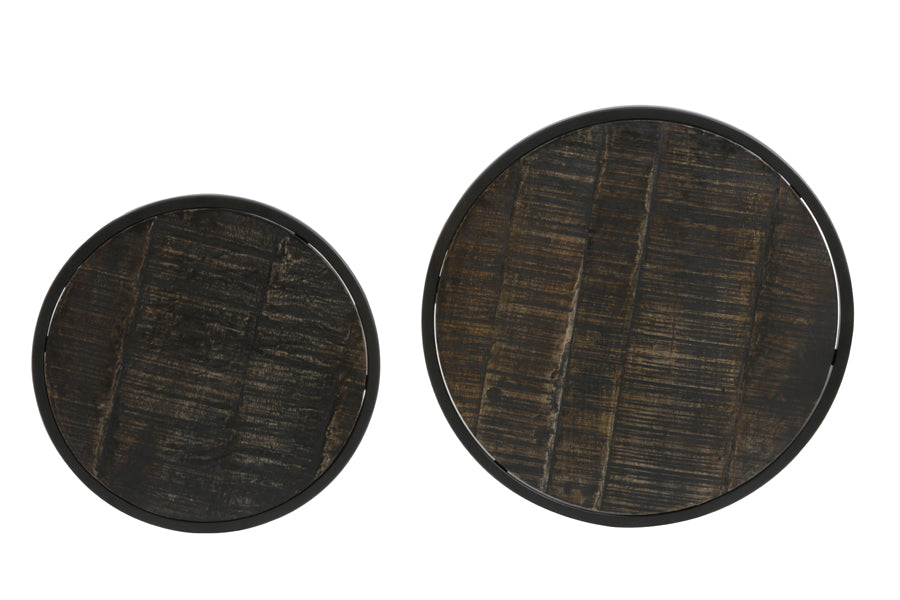 Light & Living - Bijzettafels 'Doba' (Set van 2, Hout, Antique matt black)