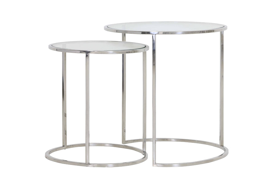 Light &amp; Living - Tables d'appoint 'Duarte' (Lot de 2, Nickel, Verre)