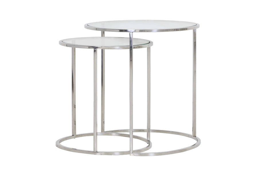 Light &amp; Living - Tables d'appoint 'Duarte' (Lot de 2, Nickel, Verre)