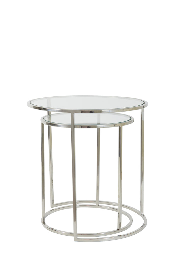 Light &amp; Living - Tables d'appoint 'Duarte' (Lot de 2, Nickel, Verre)