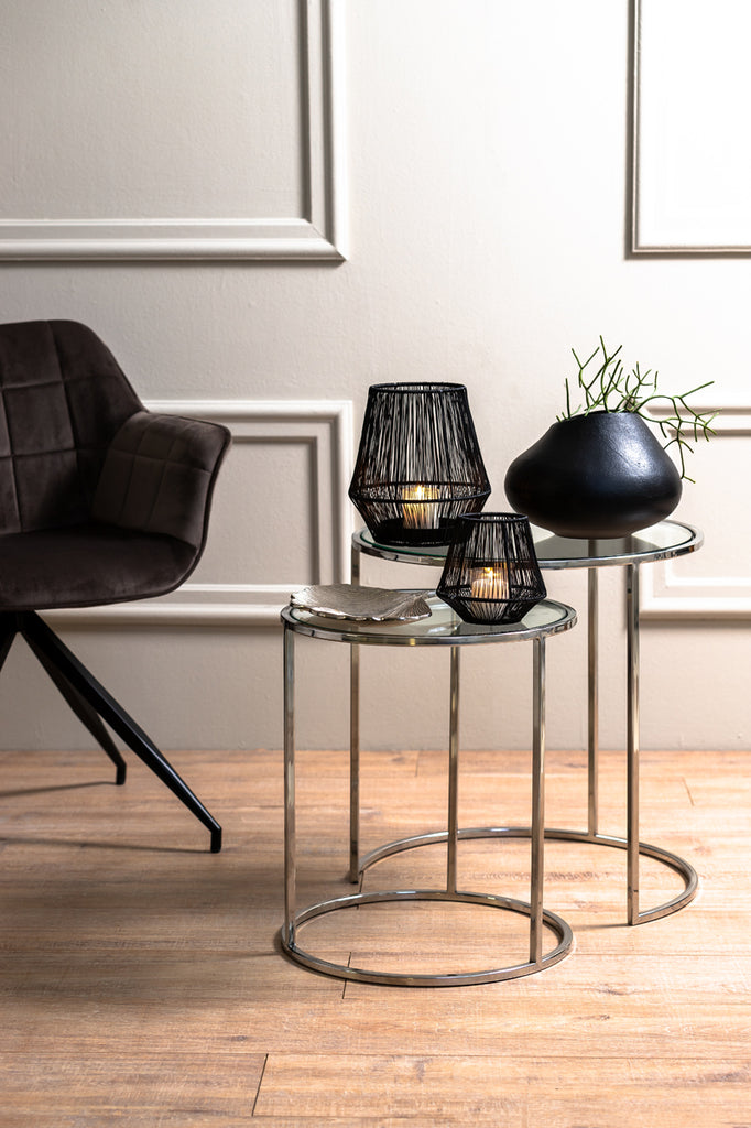 Light &amp; Living - Tables d'appoint 'Duarte' (Lot de 2, Nickel, Verre)