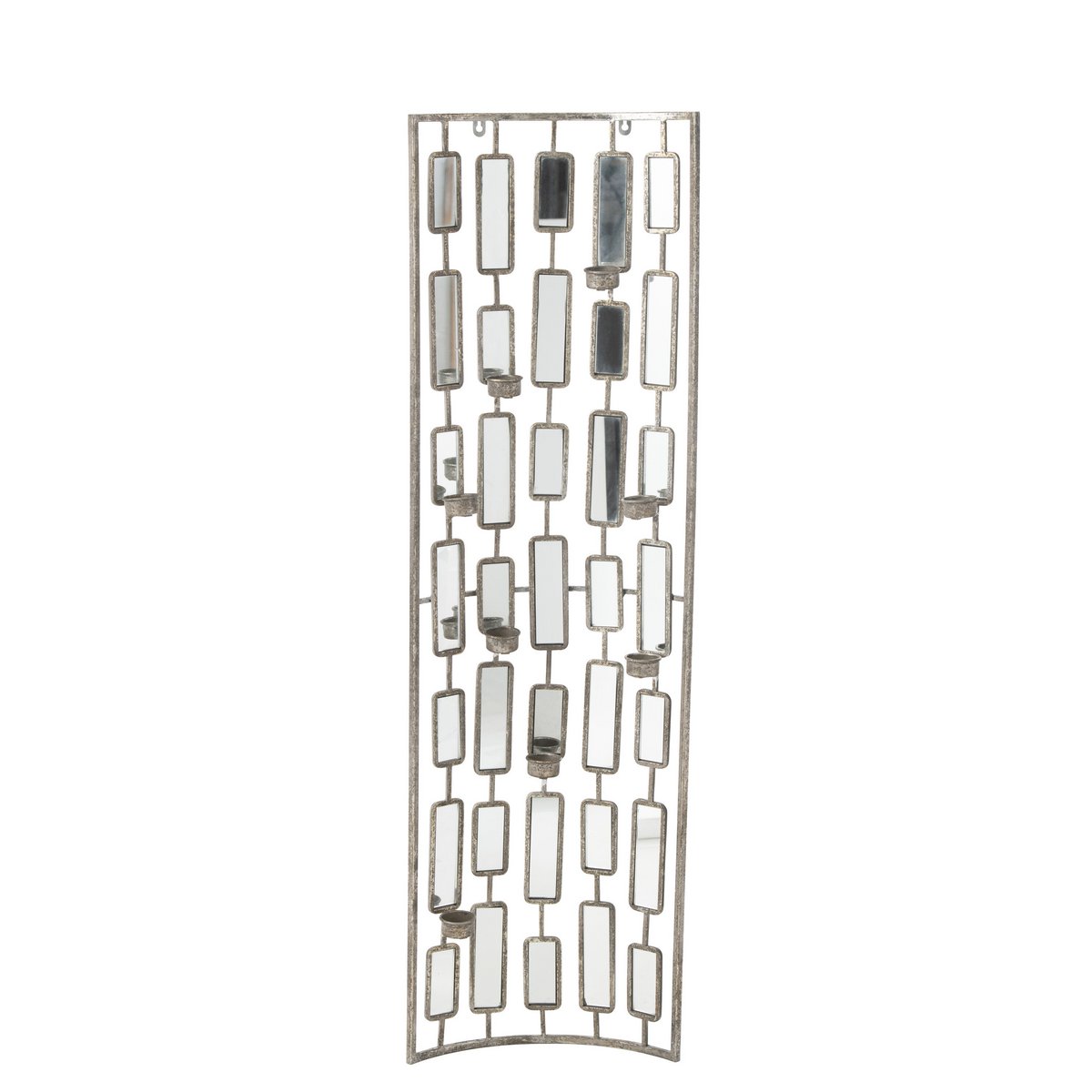 J-Line - Wanddecoratie Waxinelichthouder - Metaal/Spiegel - Grijs - Large