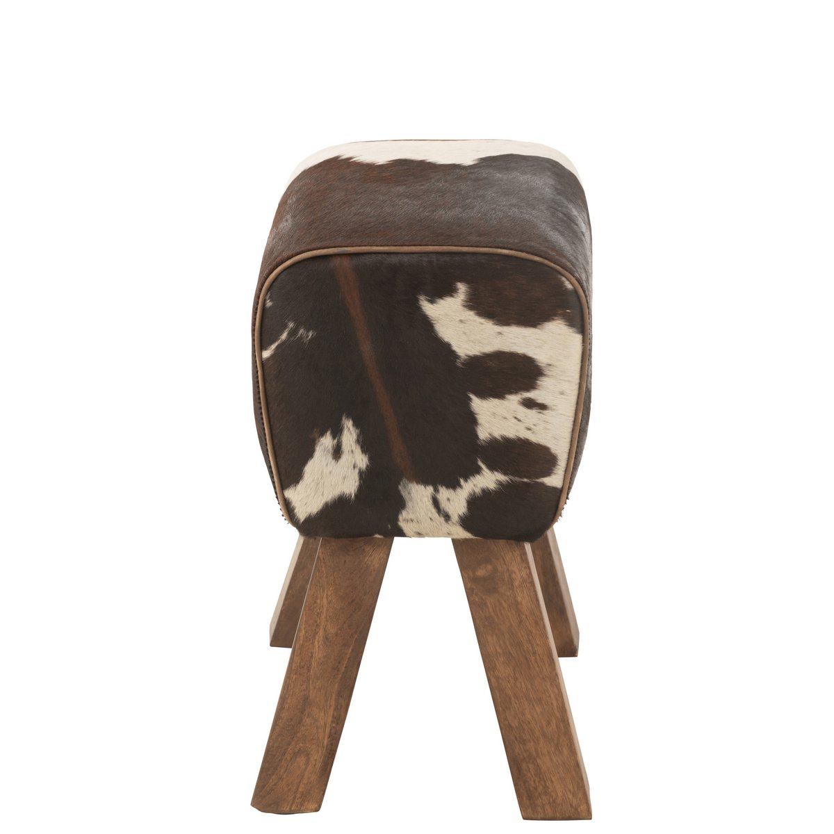 J-Line - Tabouret Vache Manguier/Fourrure Noir/Blanc