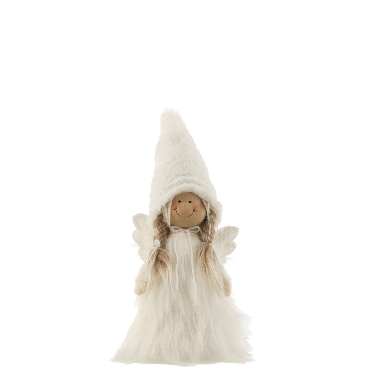 J-Line - Dekorative Weihnachtsfigur 'Winter Girl' (Größe M, Weiß)