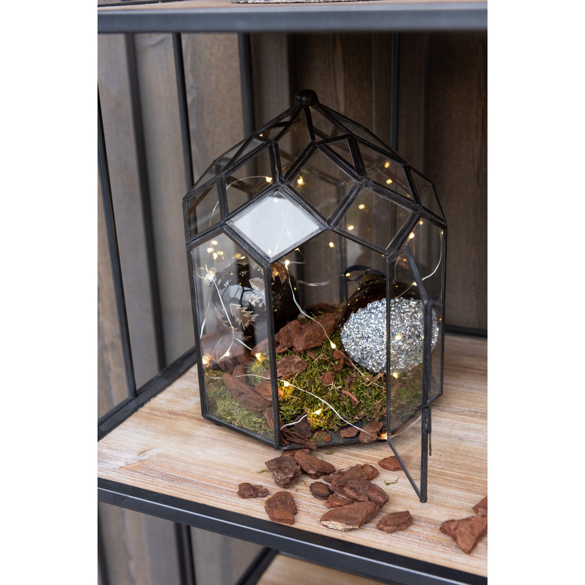 J-Line - Terrarium Glas/Metall Schwarz Medium