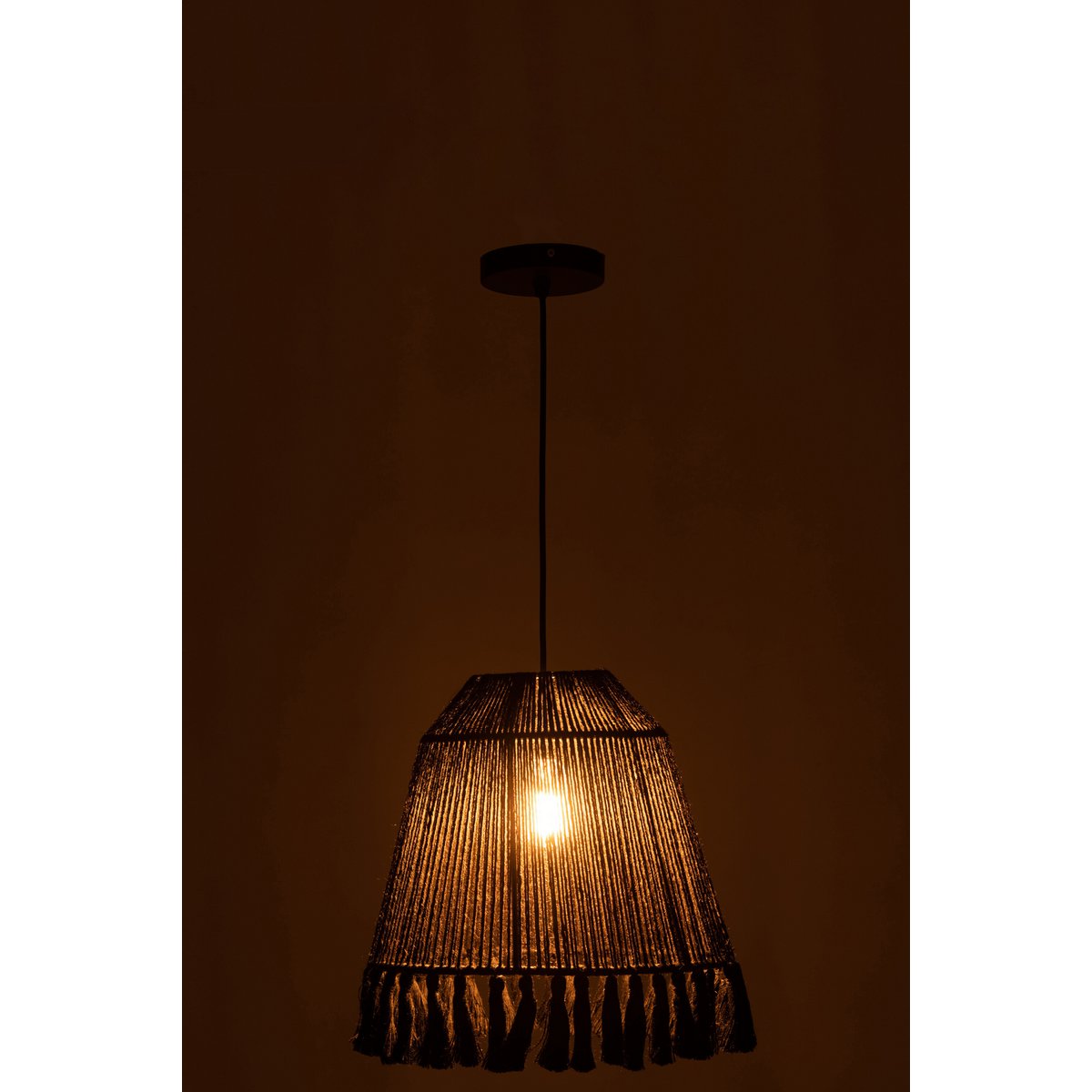 J-Line - Lampe suspendue Celia - Jute - Noir - Petit