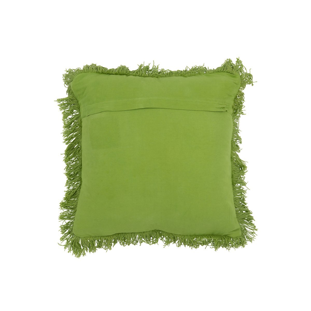 J-Line - Coussin Tufté Courbes + Franges - Laine - Vert