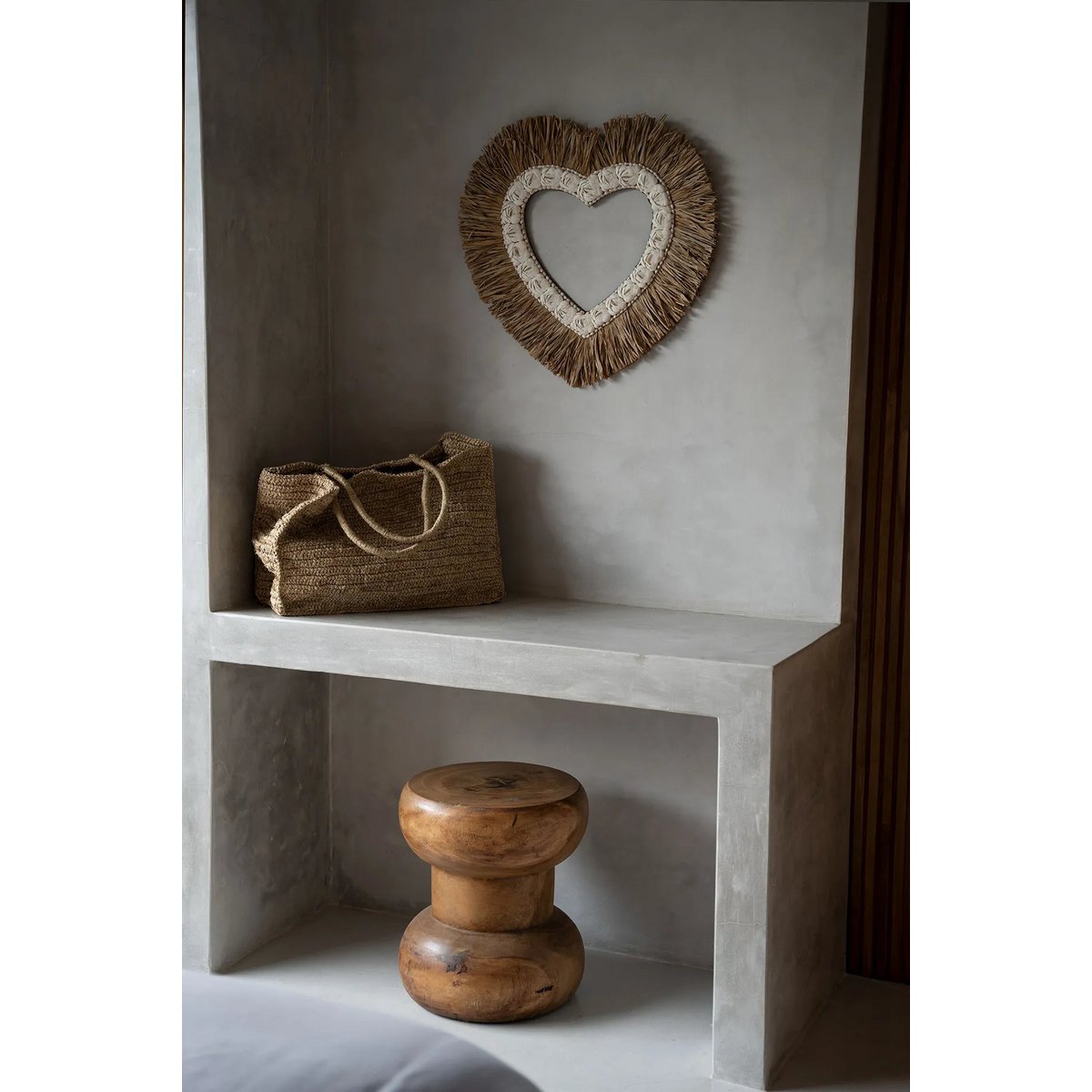 Bazar Bizar - Coquillage 'Shell Heart' (Raffia, Blanc Naturel, L)