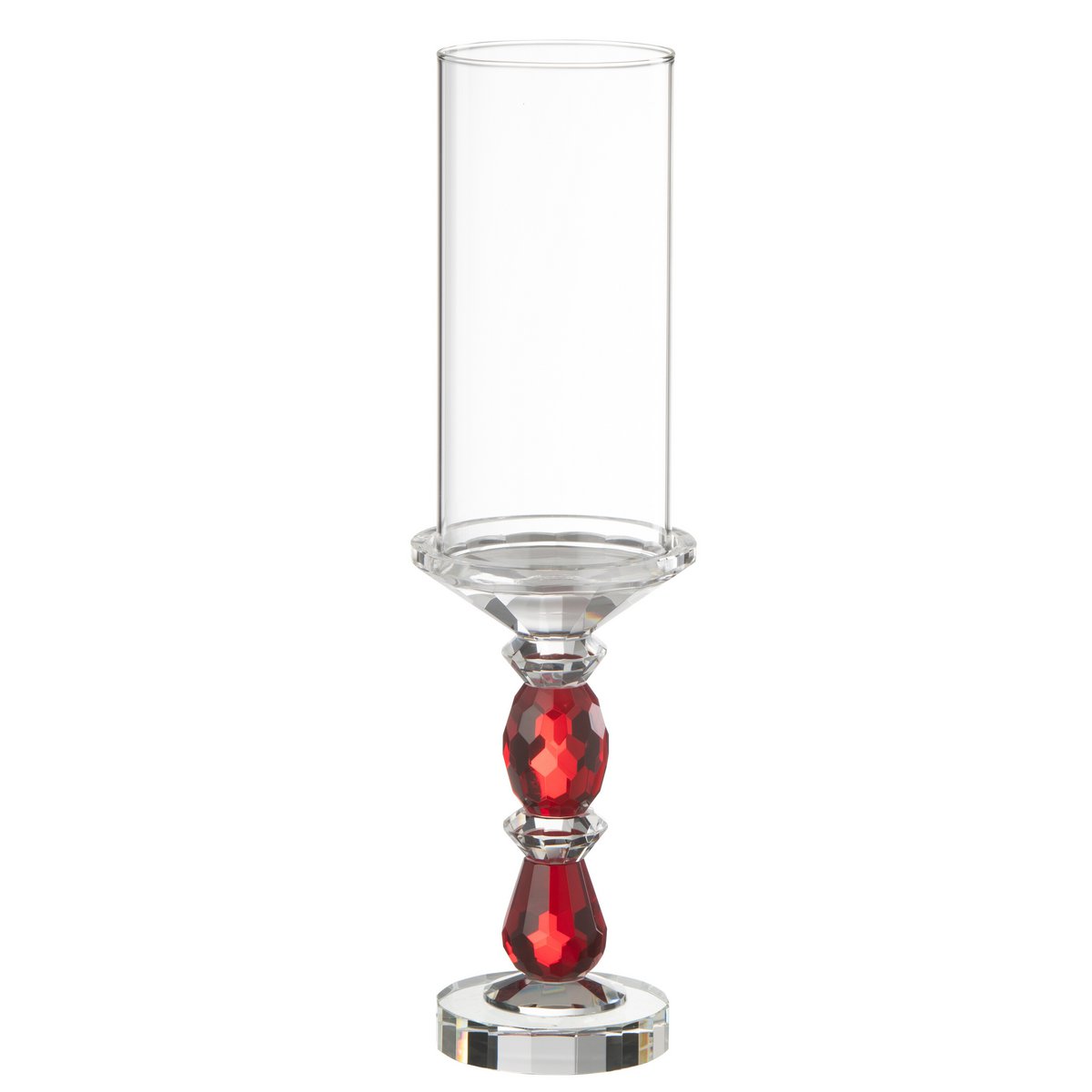 J-Line - Bougeoir Marie Cristal Rouge/Transparent Large