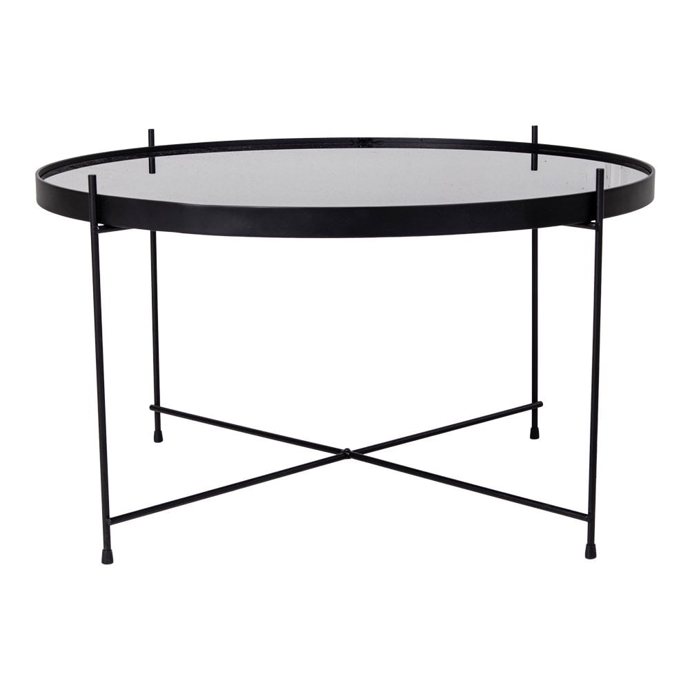 House Nordic - Table basse Venezia - Table basse en acier thermolaqué noir avec verre ø70xh40cm