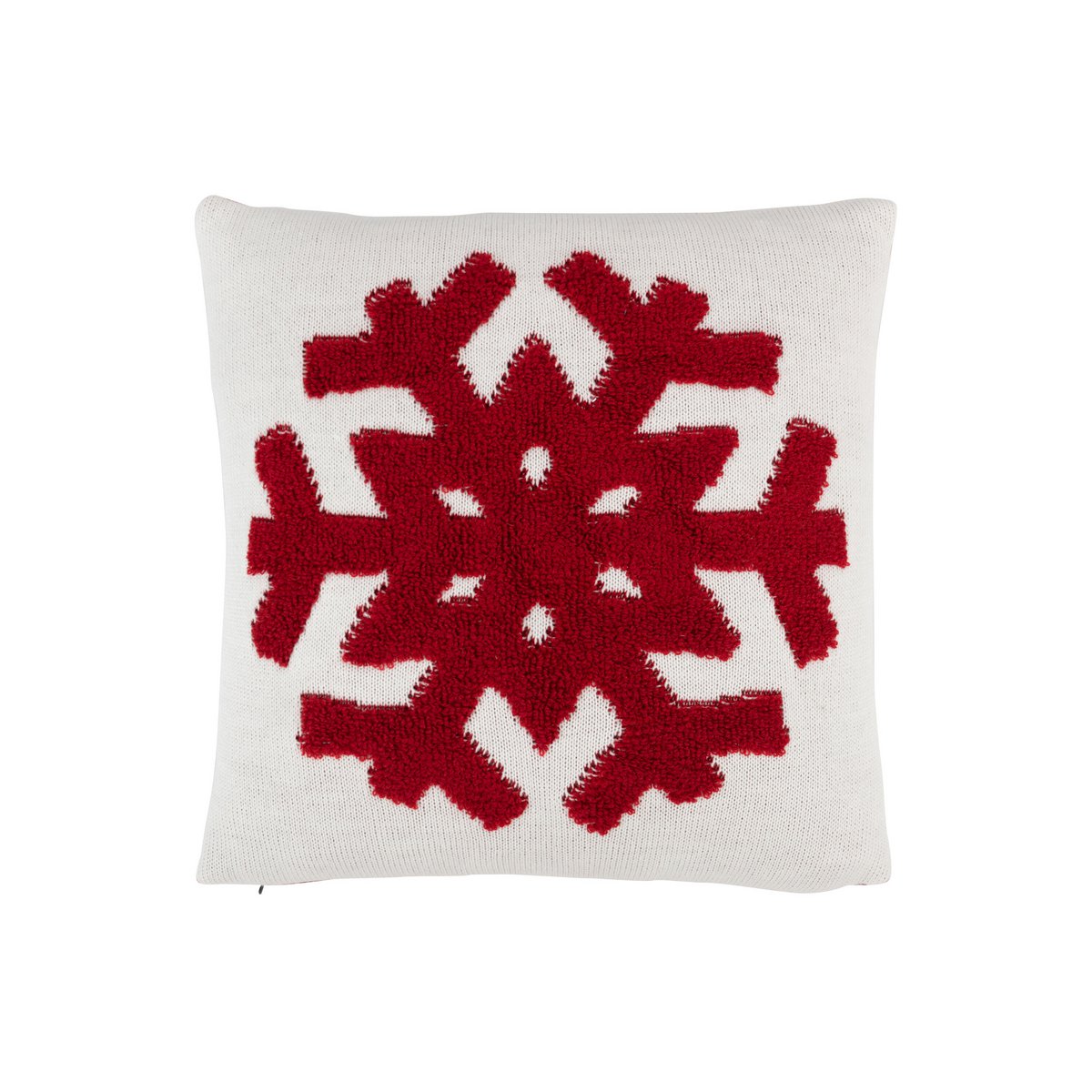 J-Line - Coussin décoratif 'Icicle' (45cm x 45cm, Rouge/Blanc)