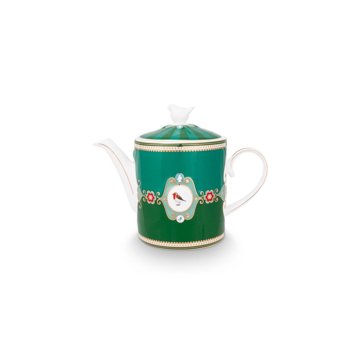 Pip Studio - Teapot Love Birds Medallion Emerald-Green 1.3ltr