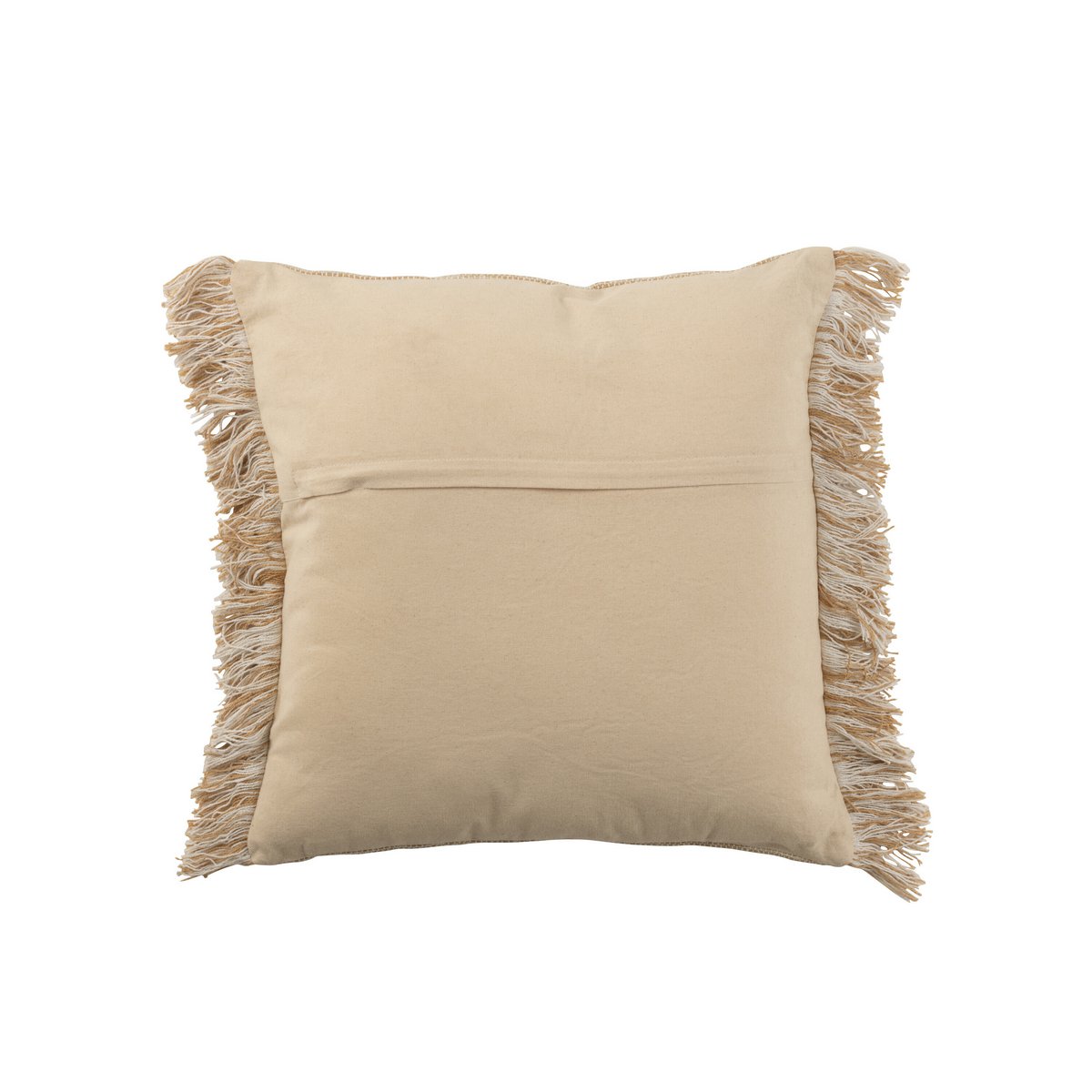 J-Line - Coussin Franges - Coton - Beige