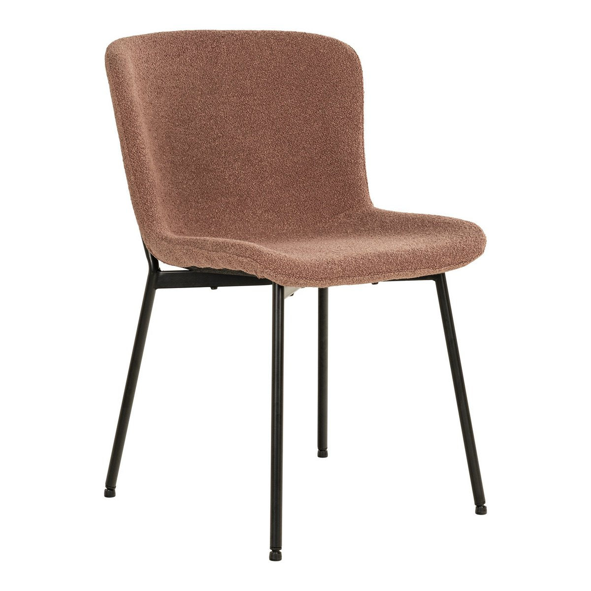 House Nordic - Maceda Dining Chair - Eetkamerstoel in bouclé, roest met zwarte poten - Set van 2