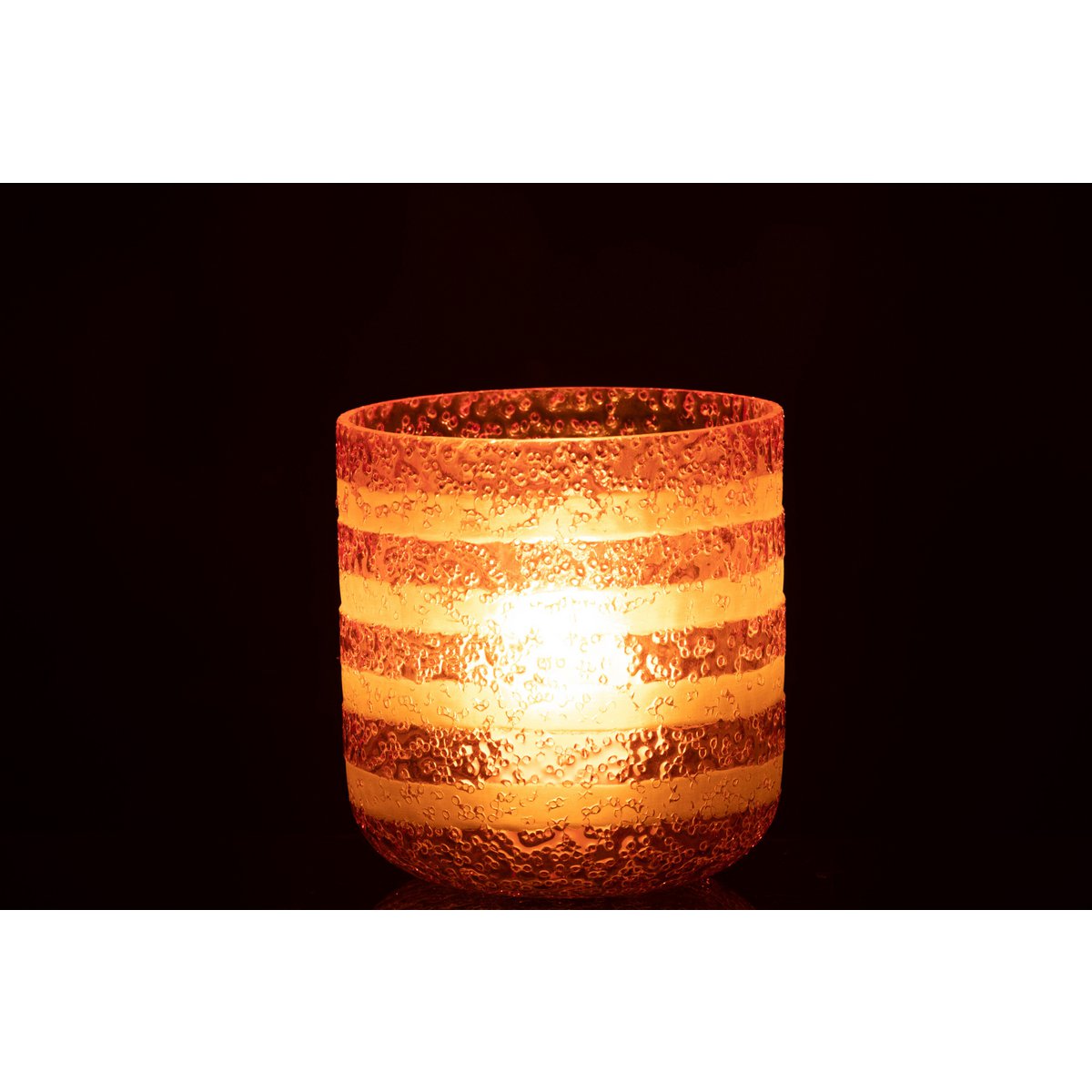 J-Line - Lantern Stripes - Verre - Rouge/Blanc - Grand